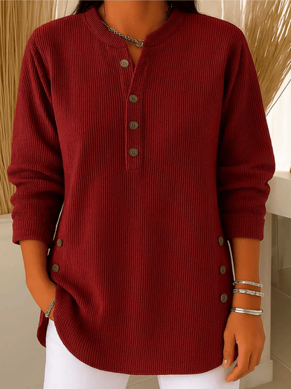 Emma | Elegant Ribbed Sweater with Button-Up Front