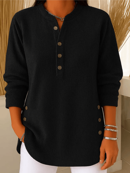 Emma | Elegant Ribbed Sweater with Button-Up Front