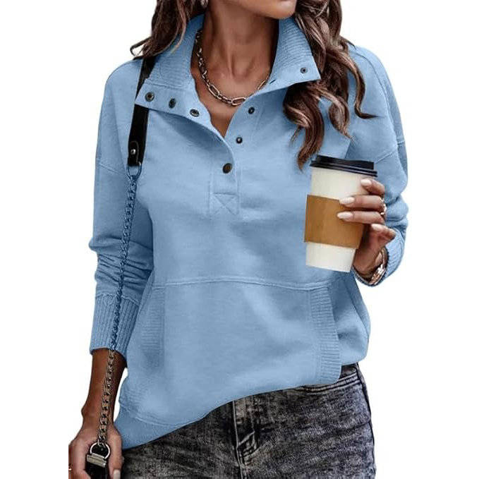 Hannah | Button Up Stand Collar Sweater