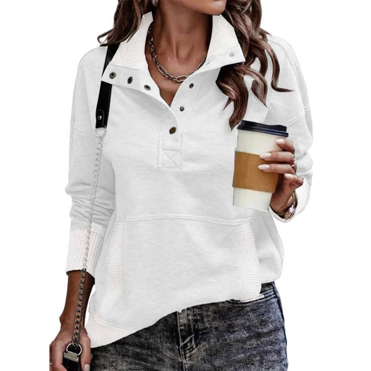 Hannah | Button Up Stand Collar Sweater