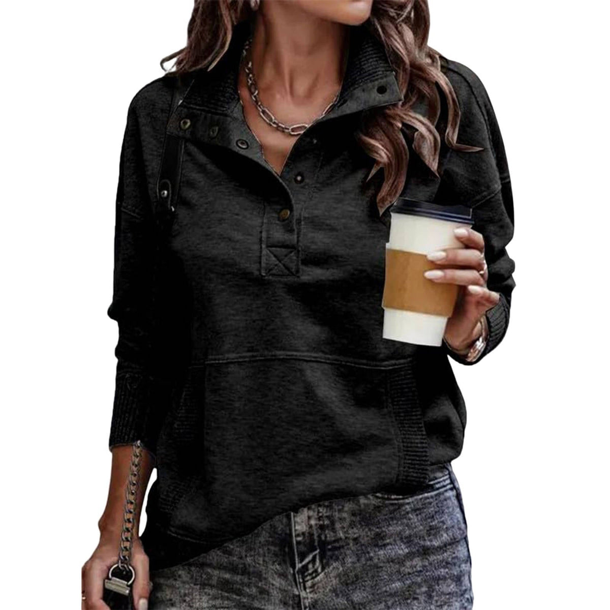 Hannah | Button Up Stand Collar Sweater