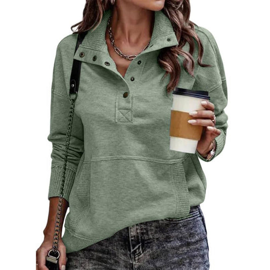 Hannah | Button Up Stand Collar Sweater