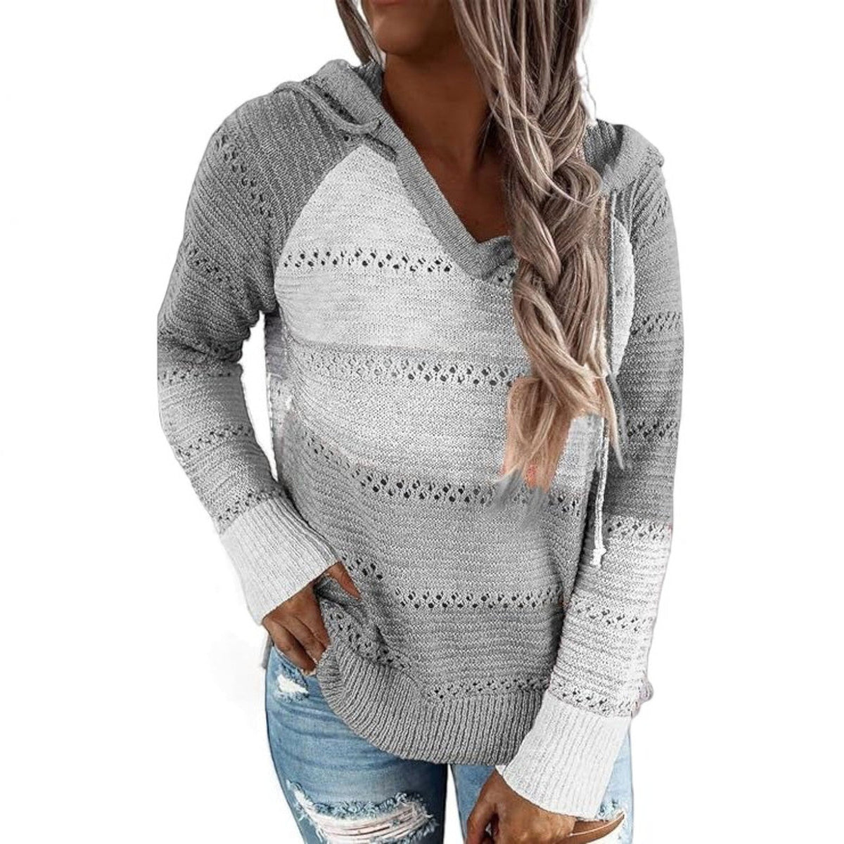 Helen | Crochet Knit Hooded Sweater