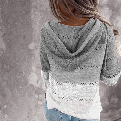 Helen | Crochet Knit Hooded Sweater