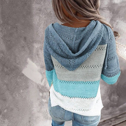 Helen | Crochet Knit Hooded Sweater