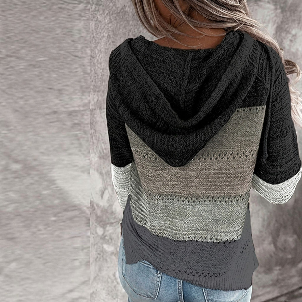 Helen | Crochet Knit Hooded Sweater