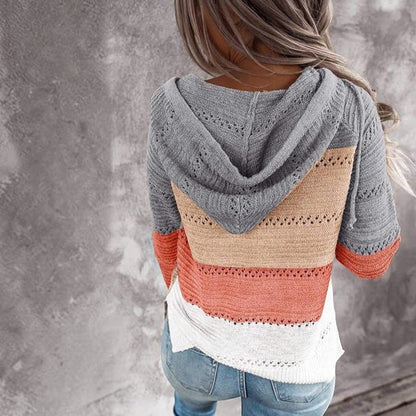Helen | Crochet Knit Hooded Sweater