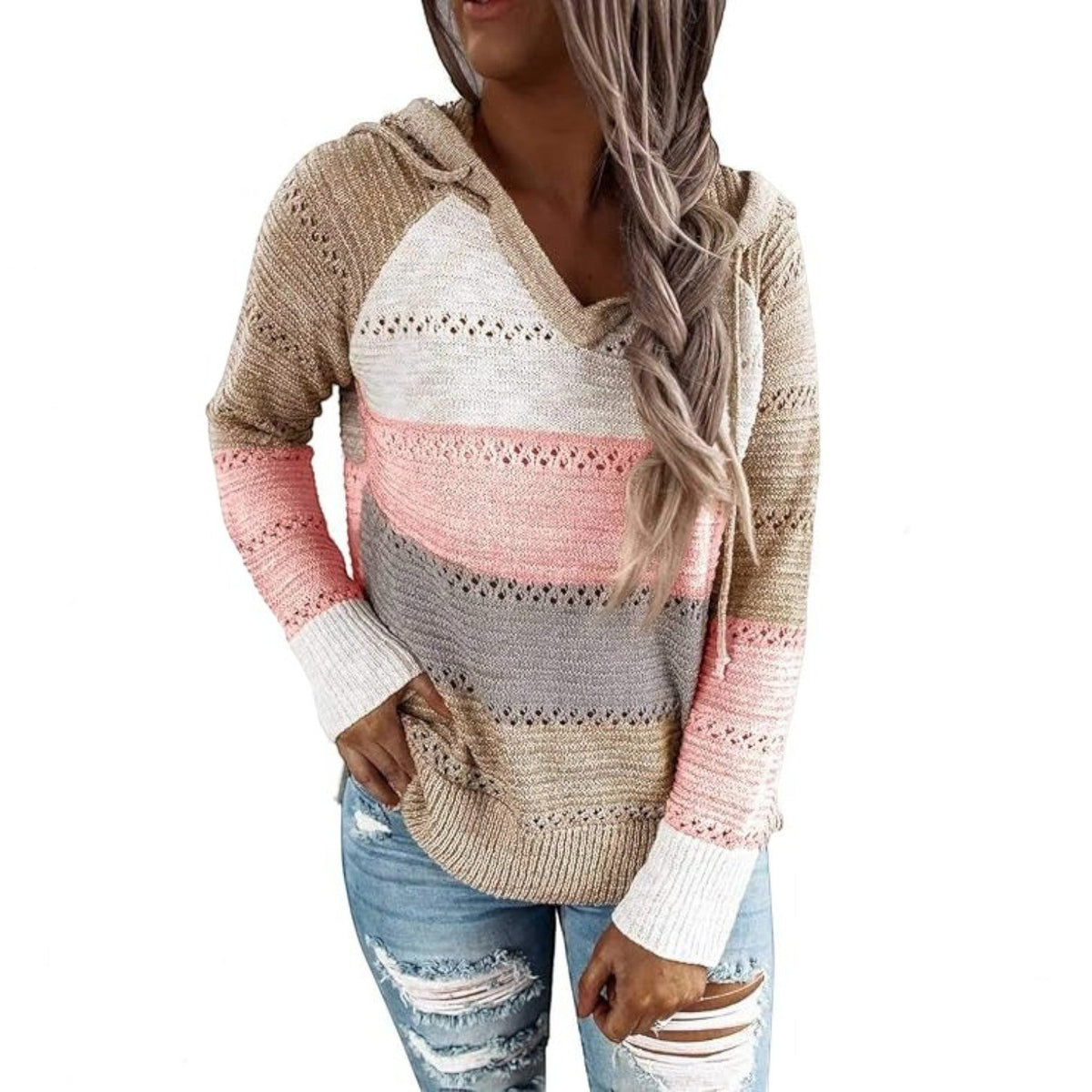 Helen | Crochet Knit Hooded Sweater