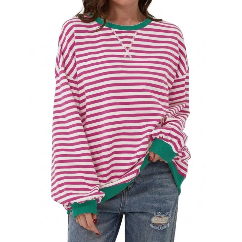 Jane | Oversized Striped Crewneck Sweater
