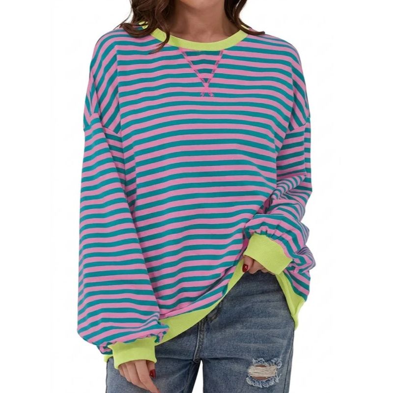 Jane | Oversized Striped Crewneck Sweater