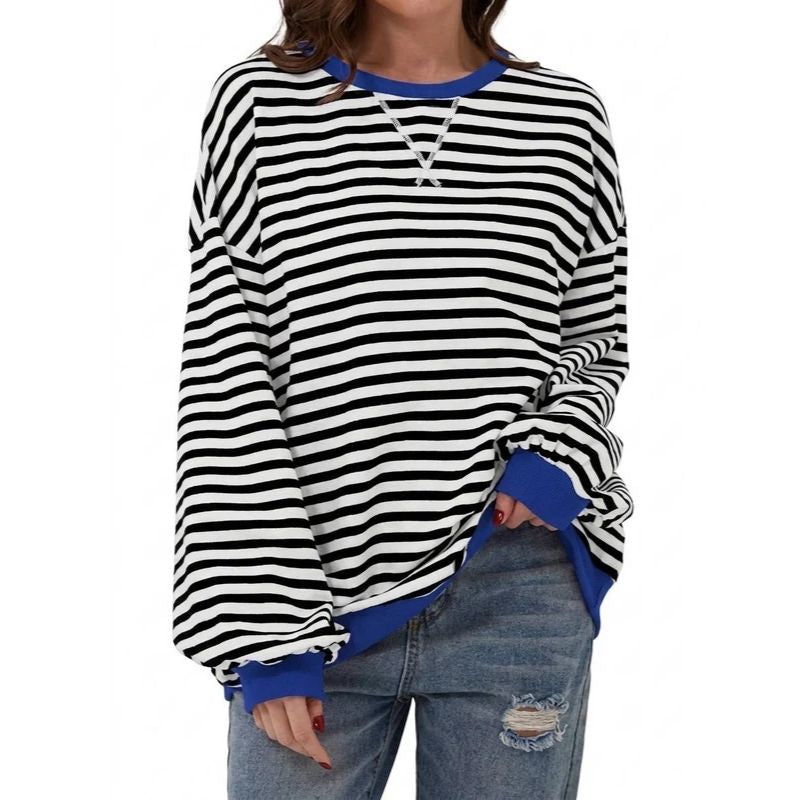 Jane | Oversized Striped Crewneck Sweater