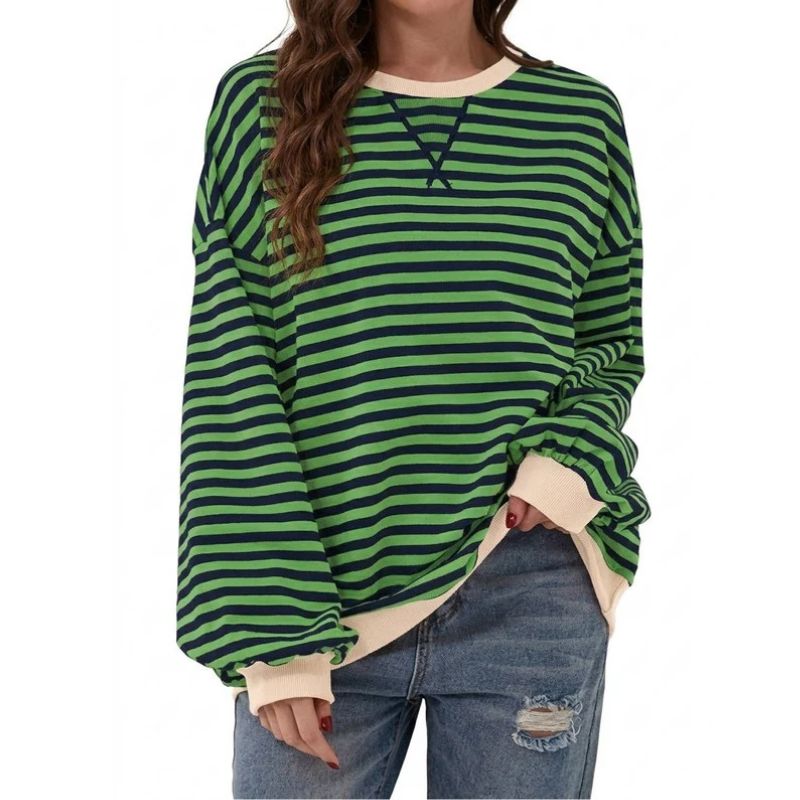 Jane | Oversized Striped Crewneck Sweater