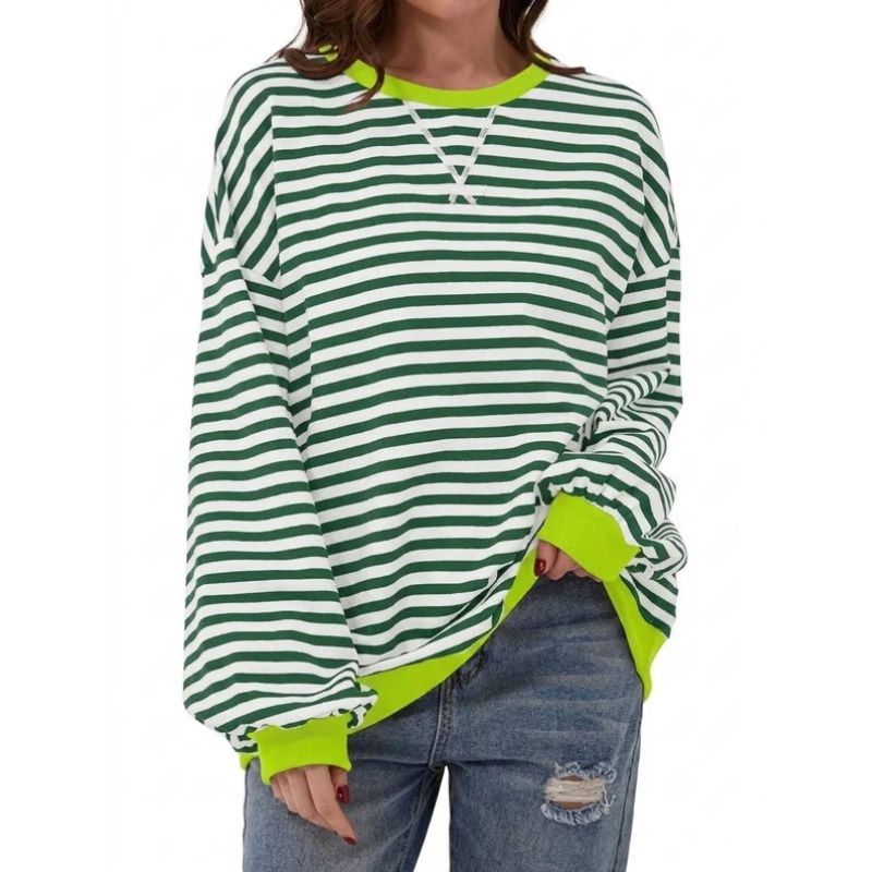 Jane | Oversized Striped Crewneck Sweater