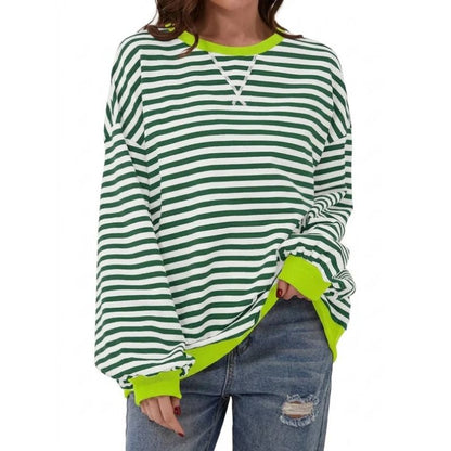 Jane | Oversized Striped Crewneck Sweater