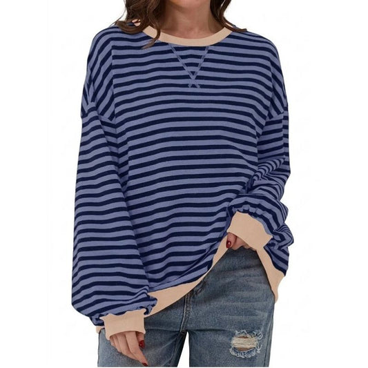 Jane | Oversized Striped Crewneck Sweater