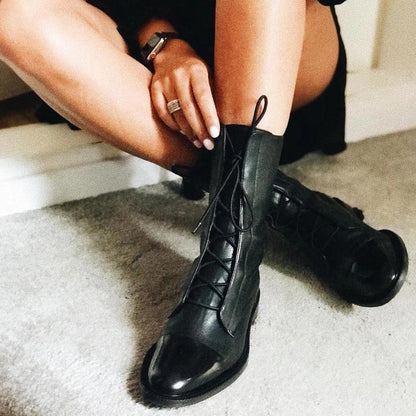 Jenna | Elegant Structured Lace-Up Ankle Boots