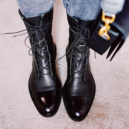 Jenna | Elegant Structured Lace-Up Ankle Boots