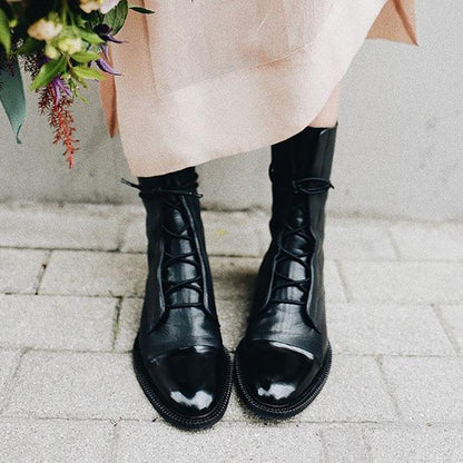 Jenna | Elegant Structured Lace-Up Ankle Boots