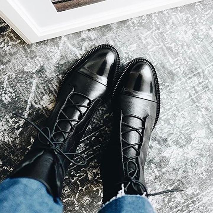 Jenna | Elegant Structured Lace-Up Ankle Boots