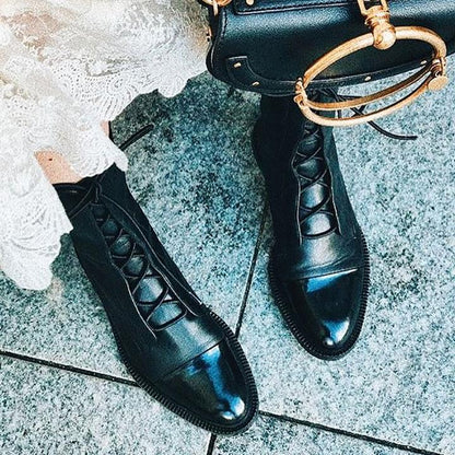Jenna | Elegant Structured Lace-Up Ankle Boots