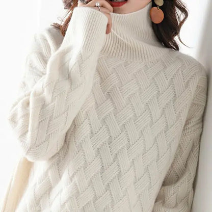 Karina | Woven Pattern Turtleneck Autumn Sweater
