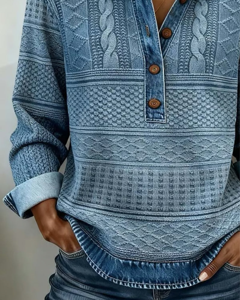 Lucinda | Collared Cable Knit Sweater with Button Front
