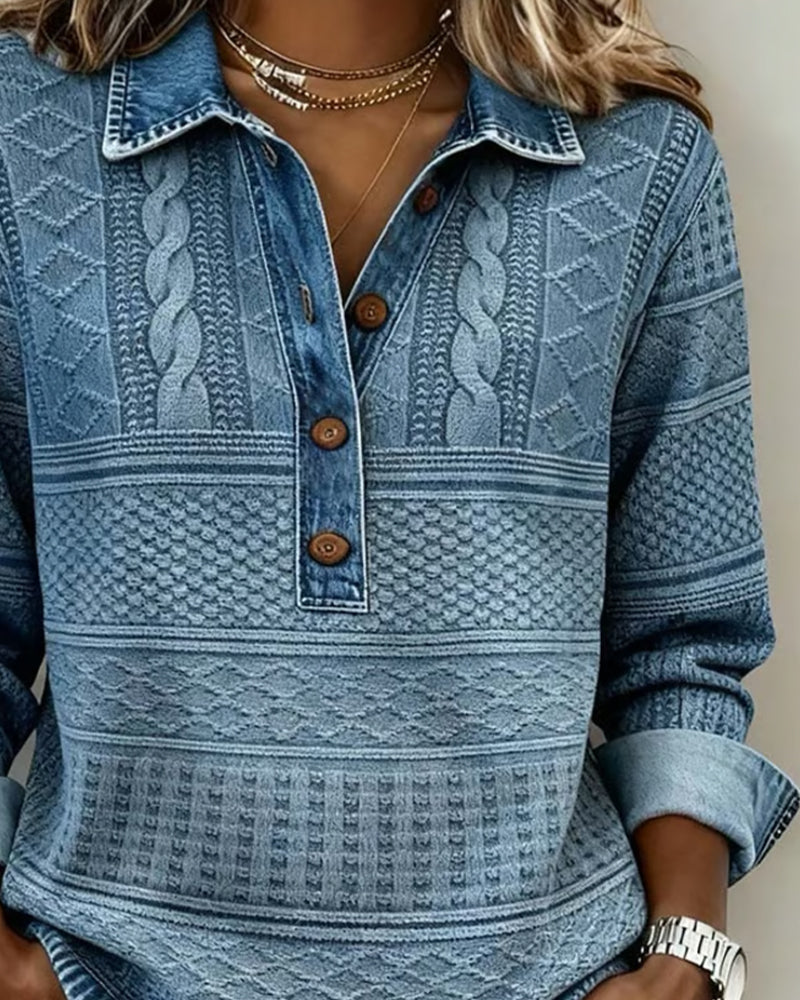 Lucinda | Collared Cable Knit Sweater with Button Front