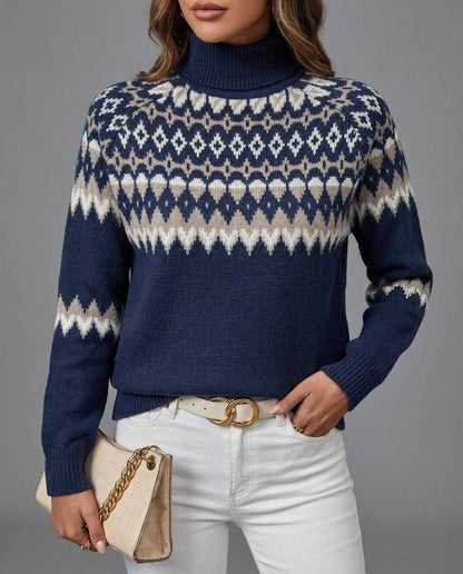 Madelyn | Knit Turtleneck Sweater with Fair Isle Pattern