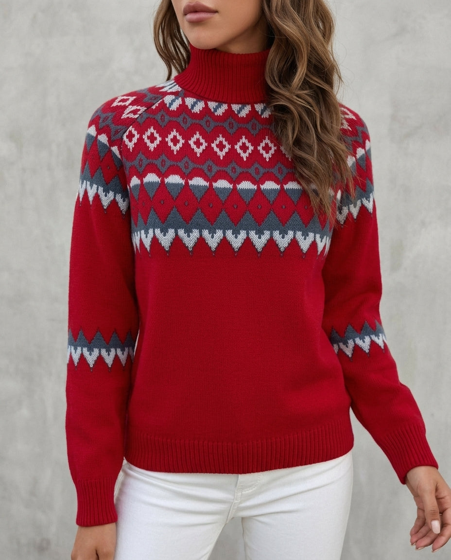 Madelyn | Knit Turtleneck Sweater with Fair Isle Pattern