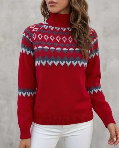 Madelyn | Knit Turtleneck Sweater with Fair Isle Pattern