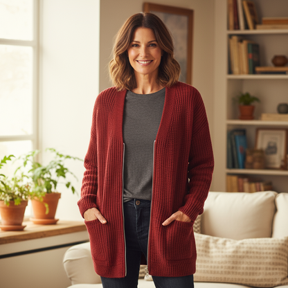 Marisol | Zip-Through Ribbed Longline Sweater