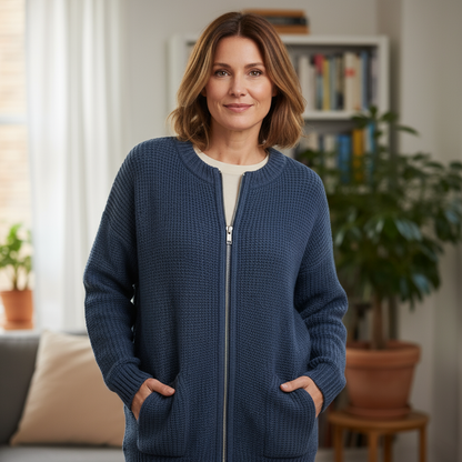 Marisol | Zip-Through Ribbed Longline Sweater