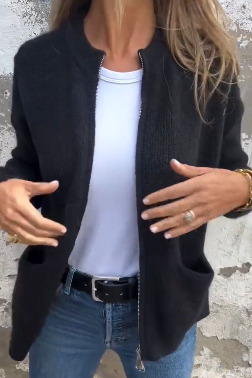 Marisol | Zip-Through Ribbed Longline Sweater