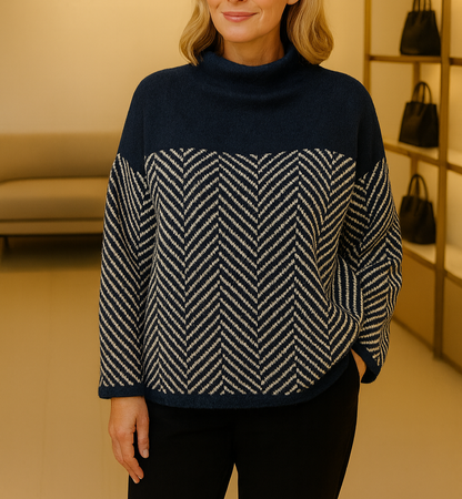 Myra | Turtleneck Sweater with Herringbone Pattern