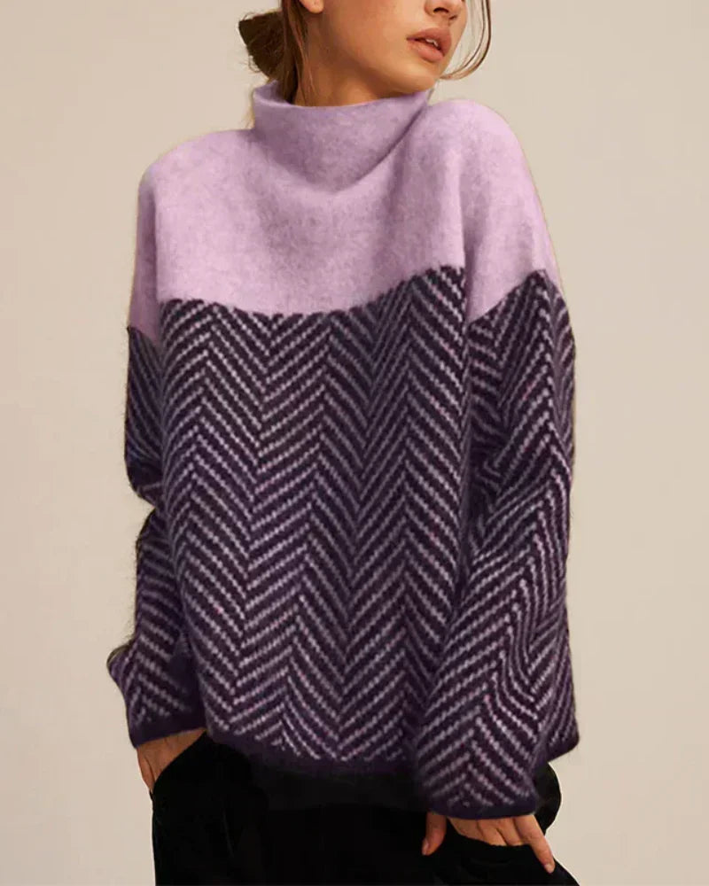 Myra | Turtleneck Sweater with Herringbone Pattern