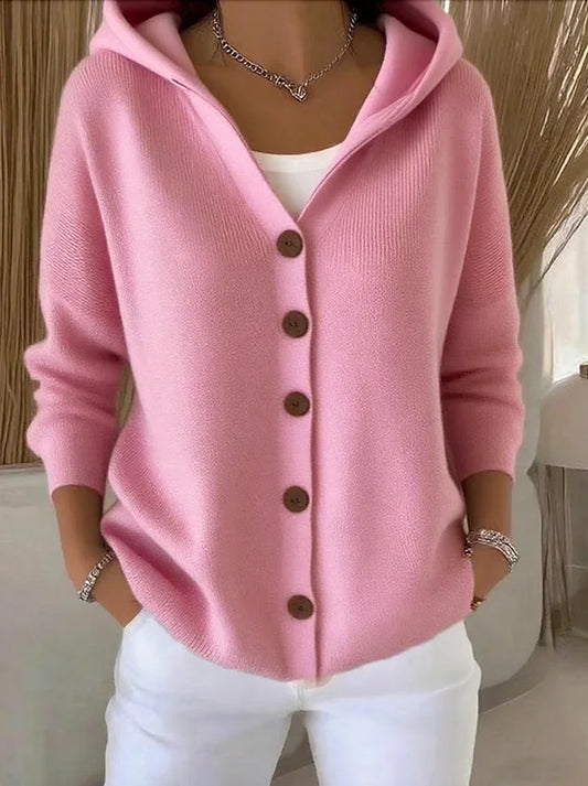 Priscilla | Hooded Button-Front Knit Cardigan