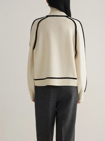 Teagan | Ribbed Turtleneck Sweater with Contrast Seams