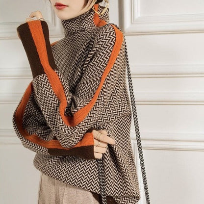 Veronica | Elegant Herringbone Turtleneck Sweater