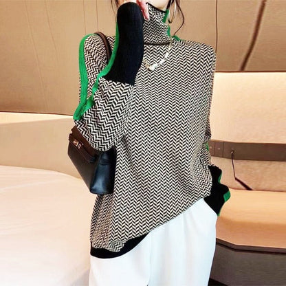 Veronica | Elegant Herringbone Turtleneck Sweater