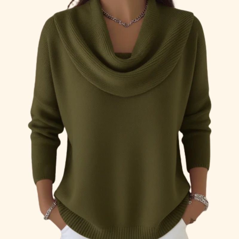 Wendy | Soft Cotton Cowl Neck Knit Sweater