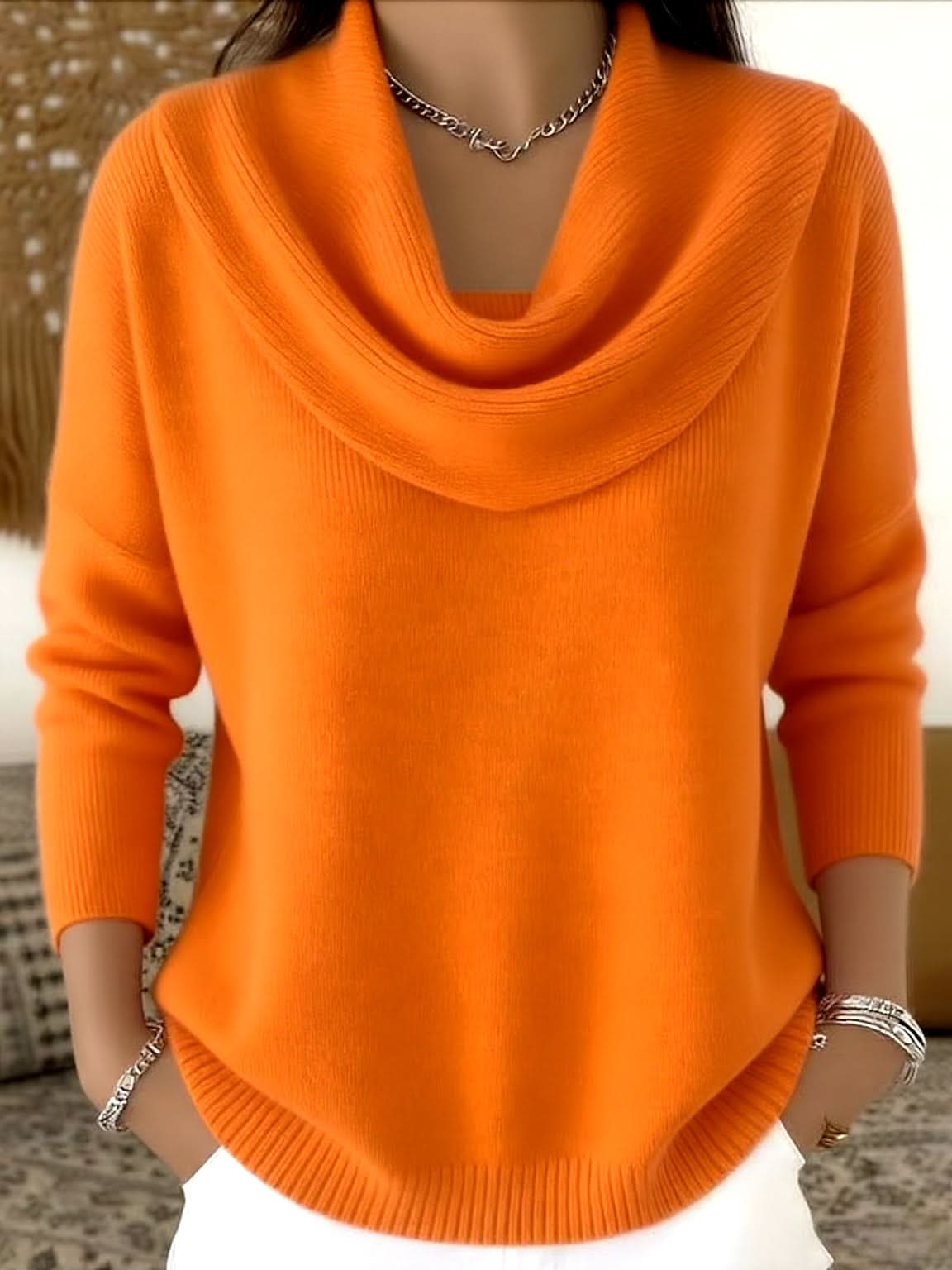 Wendy | Soft Cotton Cowl Neck Knit Sweater