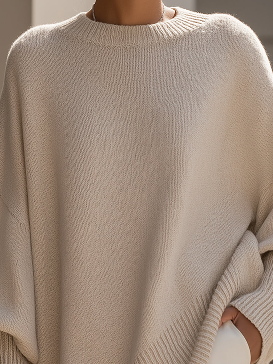 Whitney | Oversized Ribbed Crew Neck Sweater