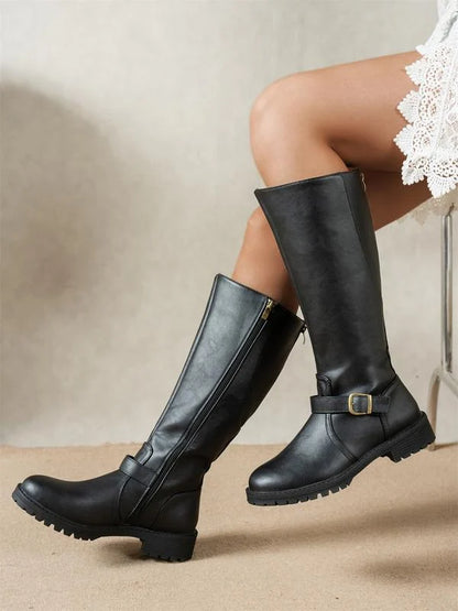 Abigail | Knee-High Riding Boots with Buckle Detail
