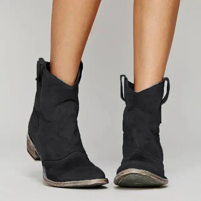 Amanda | Western Ankle Boots with Embroidered Detail