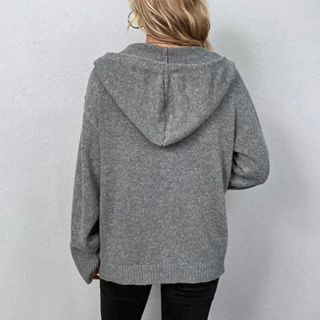 Amelia | Hooded Knit Cardigan with Button Closure