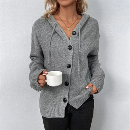 Amelia | Hooded Knit Cardigan with Button Closure