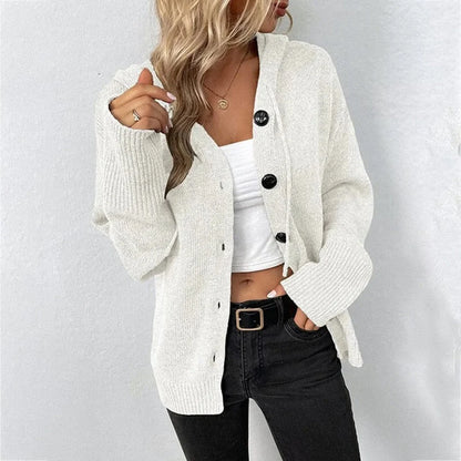 Amelia | Hooded Knit Cardigan with Button Closure