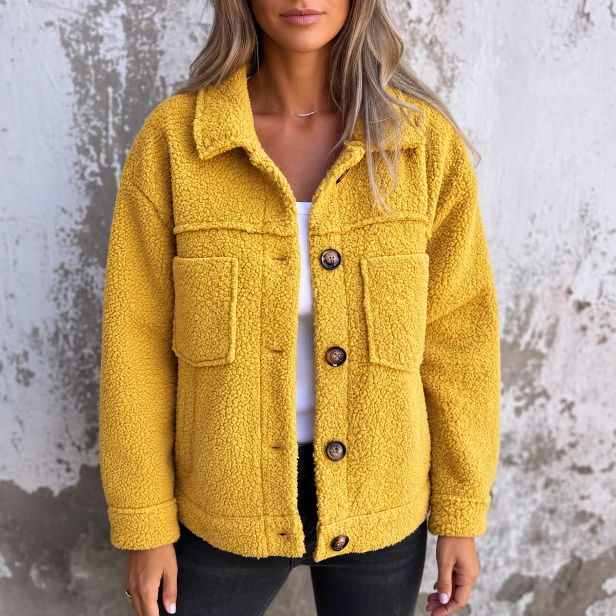 Aria | Teddy Fleece Shacket with Button Detail for Fall