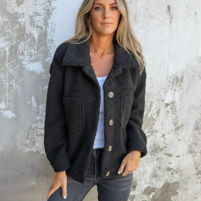 Aria | Teddy Fleece Shacket with Button Detail for Fall