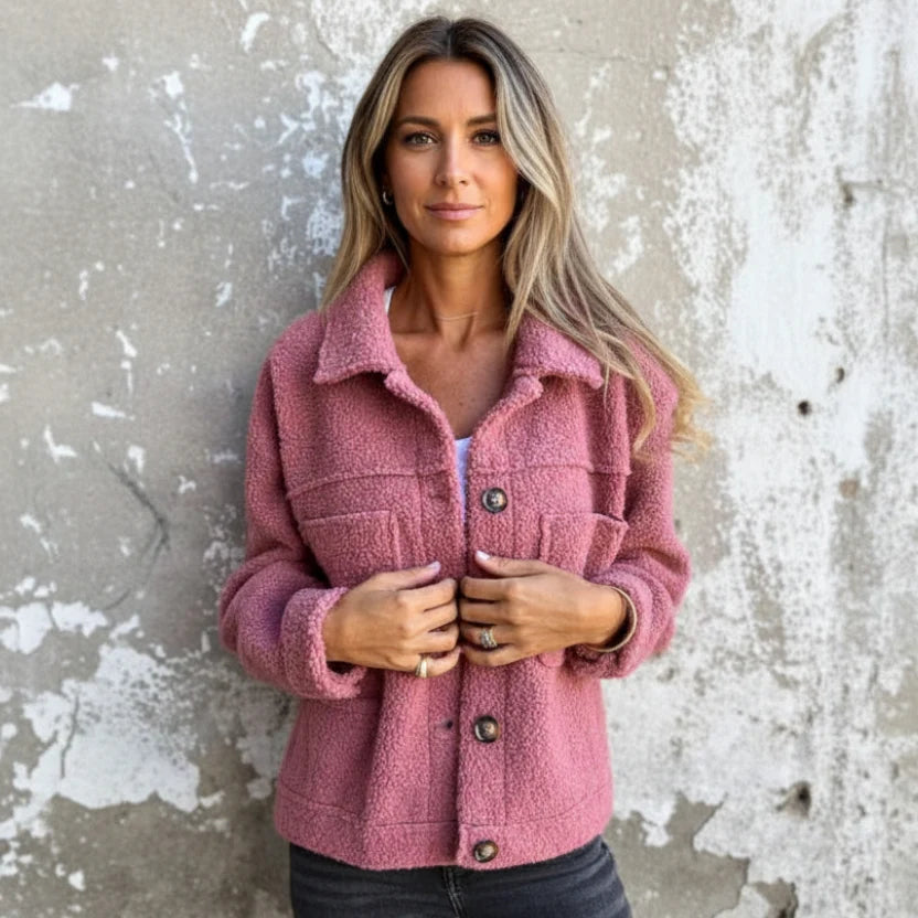 Aria | Teddy Fleece Shacket with Button Detail for Fall